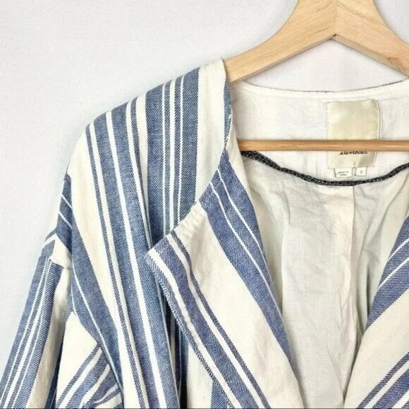 Anthropologie Elevenses North Channel Blue Stripe Linen Coat S - Picture 6 of 7